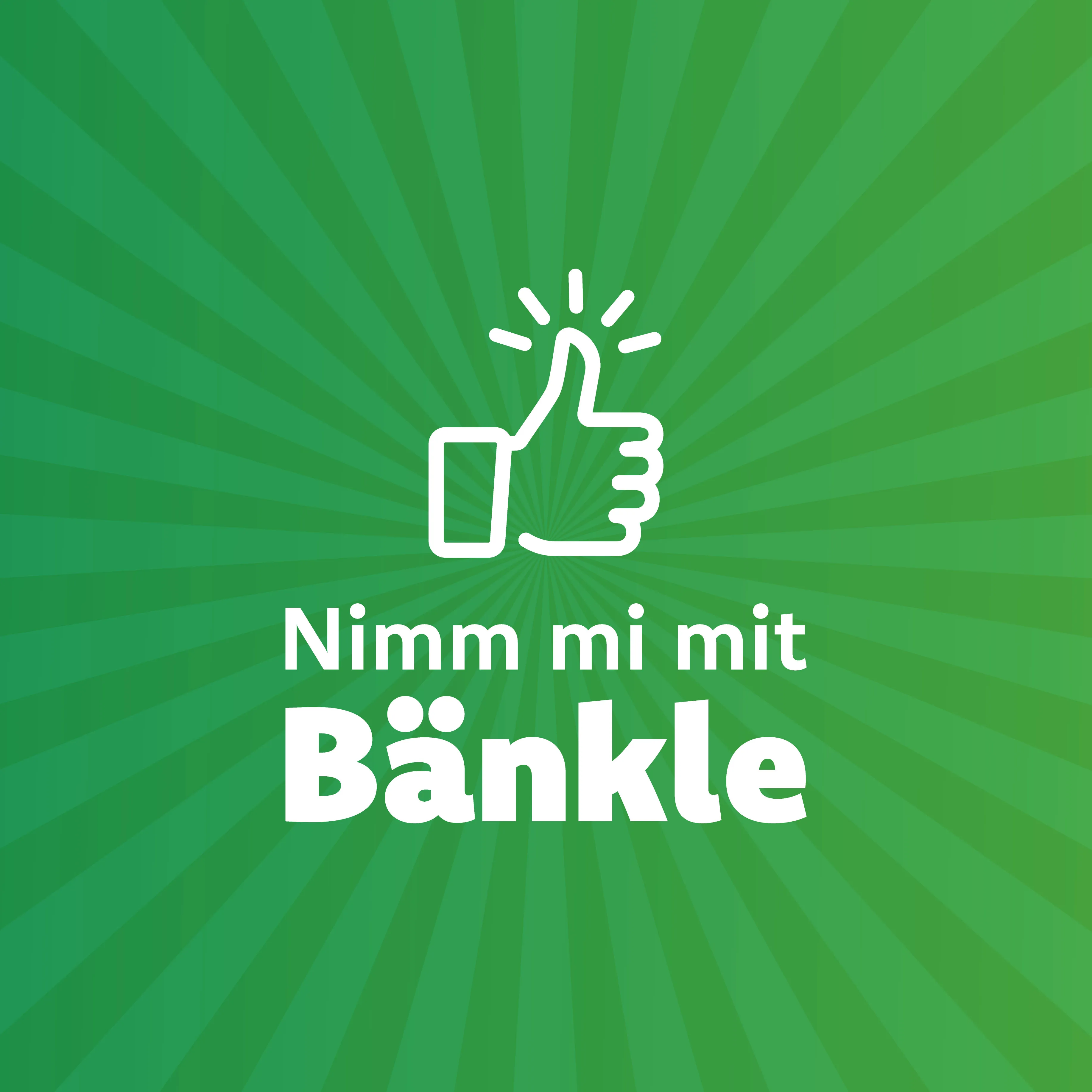 Logo der Mitfahrinitiative „Nimm mi mit Bänkle“ für nachhaltige Mobilität und nachbarschaftliche Unterstützung in der Region.